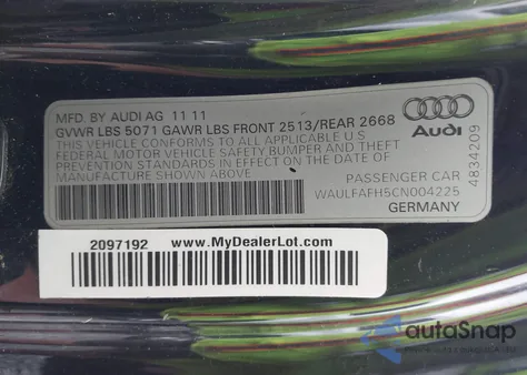 2012 Audi A5 2.0T Premium z USA, uszkodzony, nr VIN WAULFAFH5CN004225